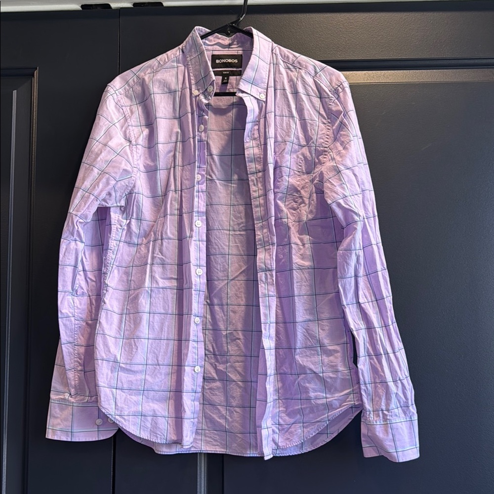 Bonobos Lavender Checkered Button Down Shirt